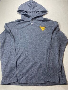 Colosseum WVU Mountaineers Heather Navy Hooded Long-Sleeve Waffle Shirt
